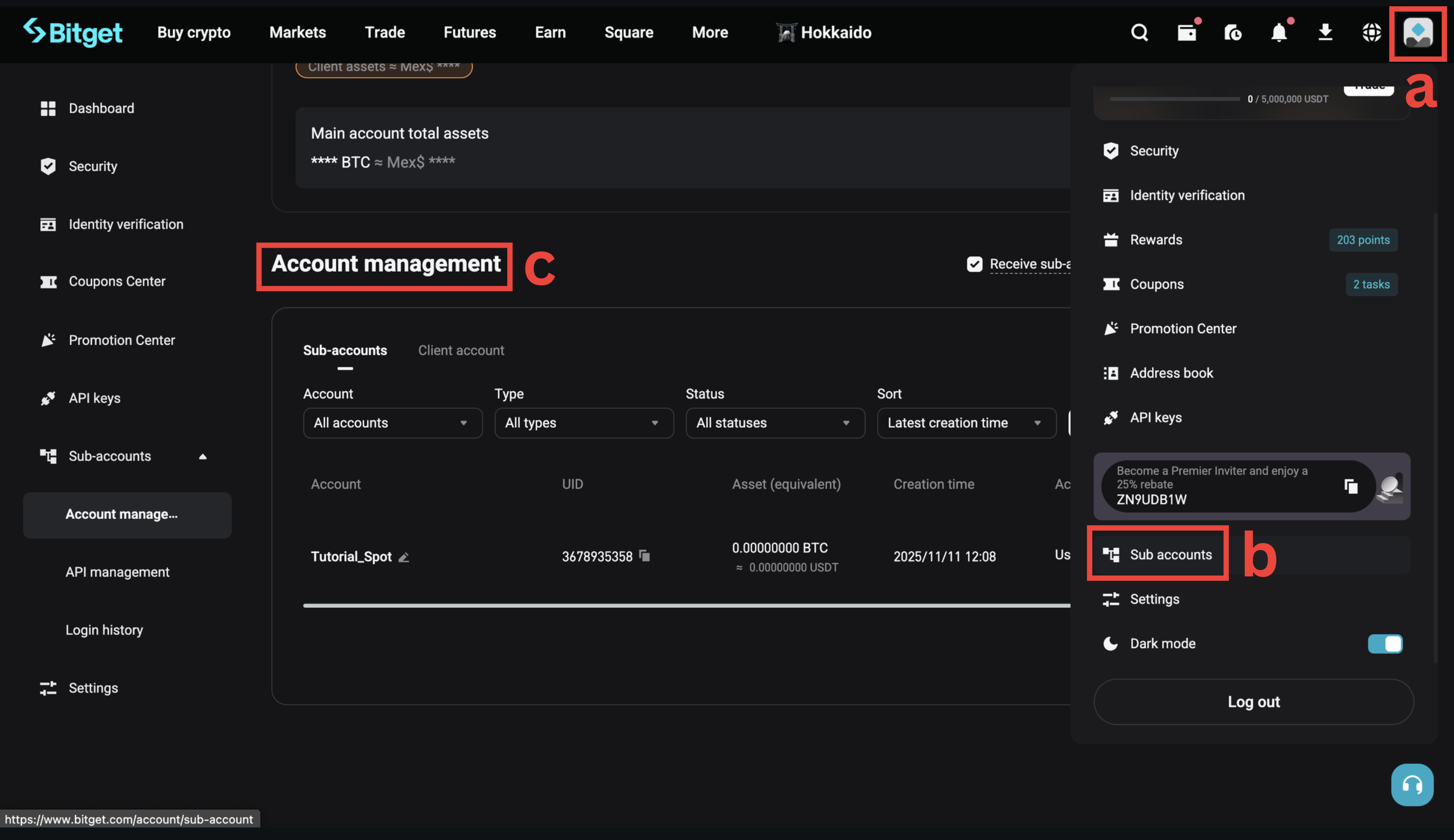 Sub-account management
